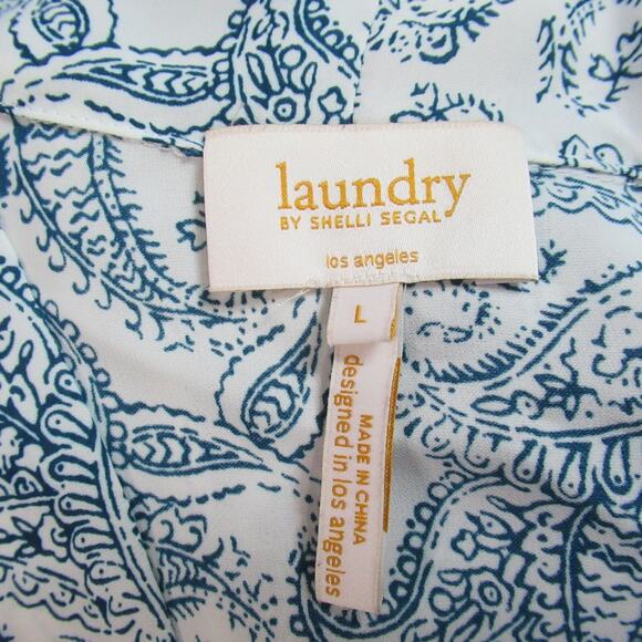 Laundry Shelli Segal Top Womens Large Blue Paisley Sleeveless Vacation Coastal - Picture 2 of 7